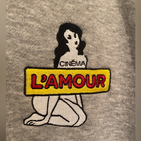 Tops - Cinéma L’Amour Gray Hoodie Size Men’s Small